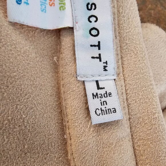 Gretchen Scott Beige Long Sleeve Faux Suede Button Down Shirt, Size L - Picture 5 of 10